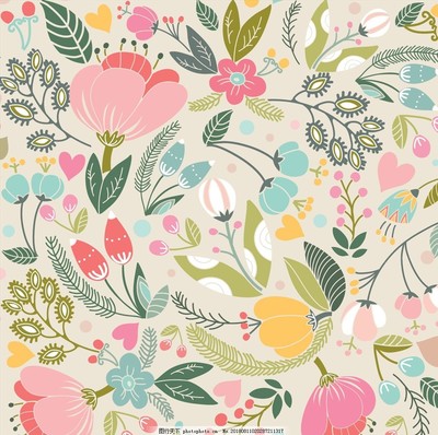 田園詩(shī)畫 可愛手繪花卉與蔬菜的無縫連續(xù)墻紙藝術(shù)
